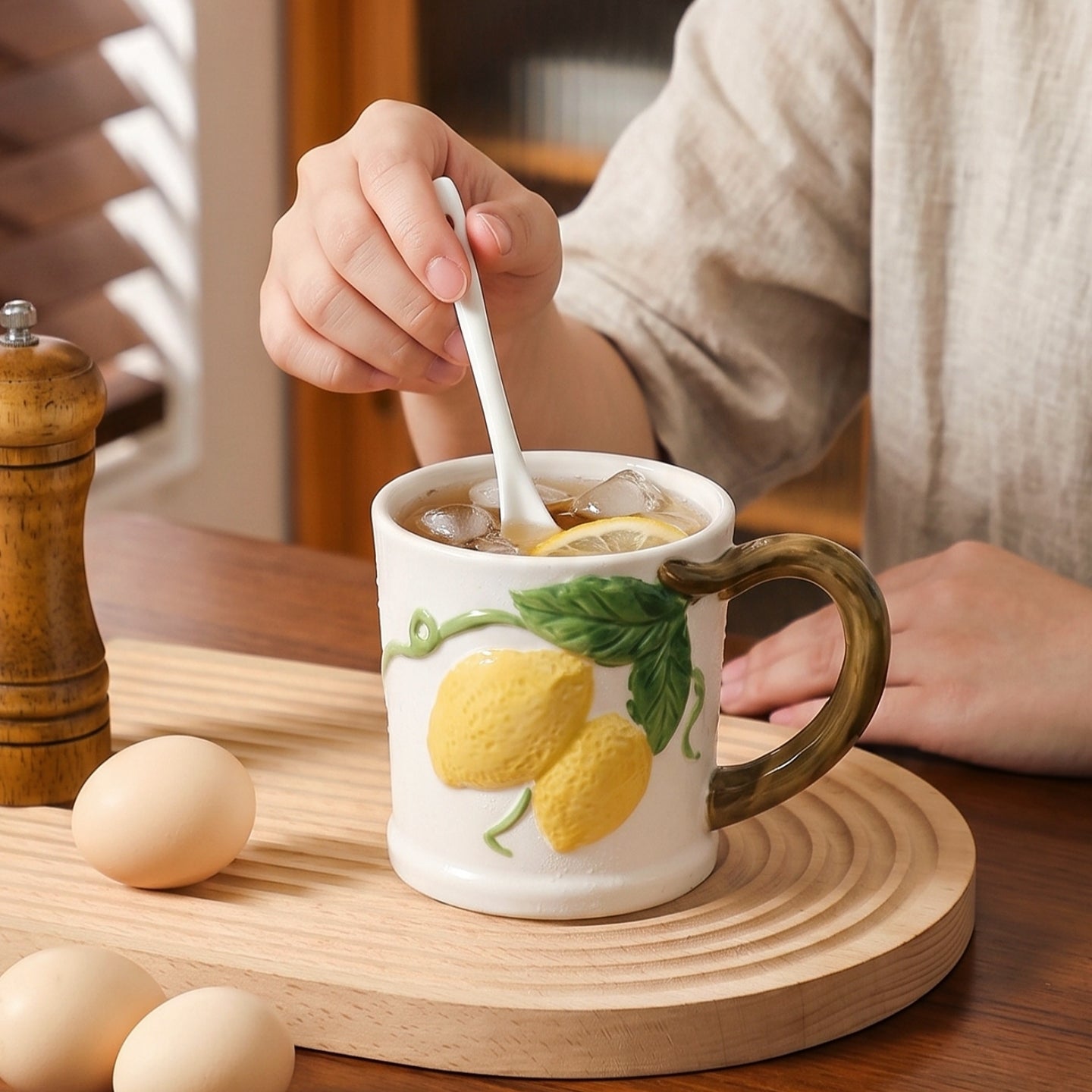 HongDian Yellow Lemon Pattern Tableware Series,Optional Leaf Shaped Plate,Embossed Hand Painted Craft,Premium Porcelain,Yellow White,SGS Tested Underglaze Fade Resistant,Microwave Dishwasher Oven Sterilizer Safe,Tea Time Dessert Serving Table Decor
