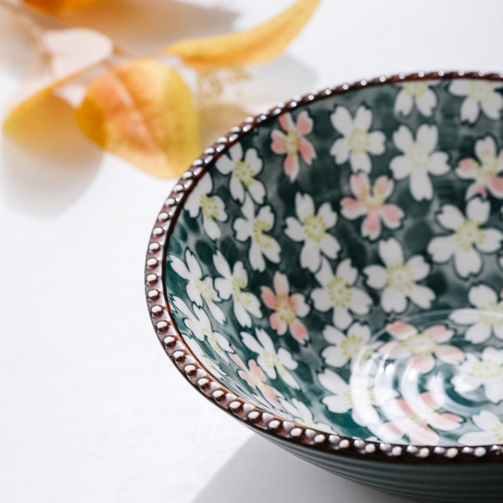 HongDian Japanese Cherry Blossom Tableware Series,Optional Ceramic Bowl Plate 5/7 in,Yellow Green,Premium Ceramic,SGS Tested Underglaze Fade Resistant,Microwave Dishwasher Oven Sterilizer Safe,Dessert Snack Serving Tea Time Gift Decor