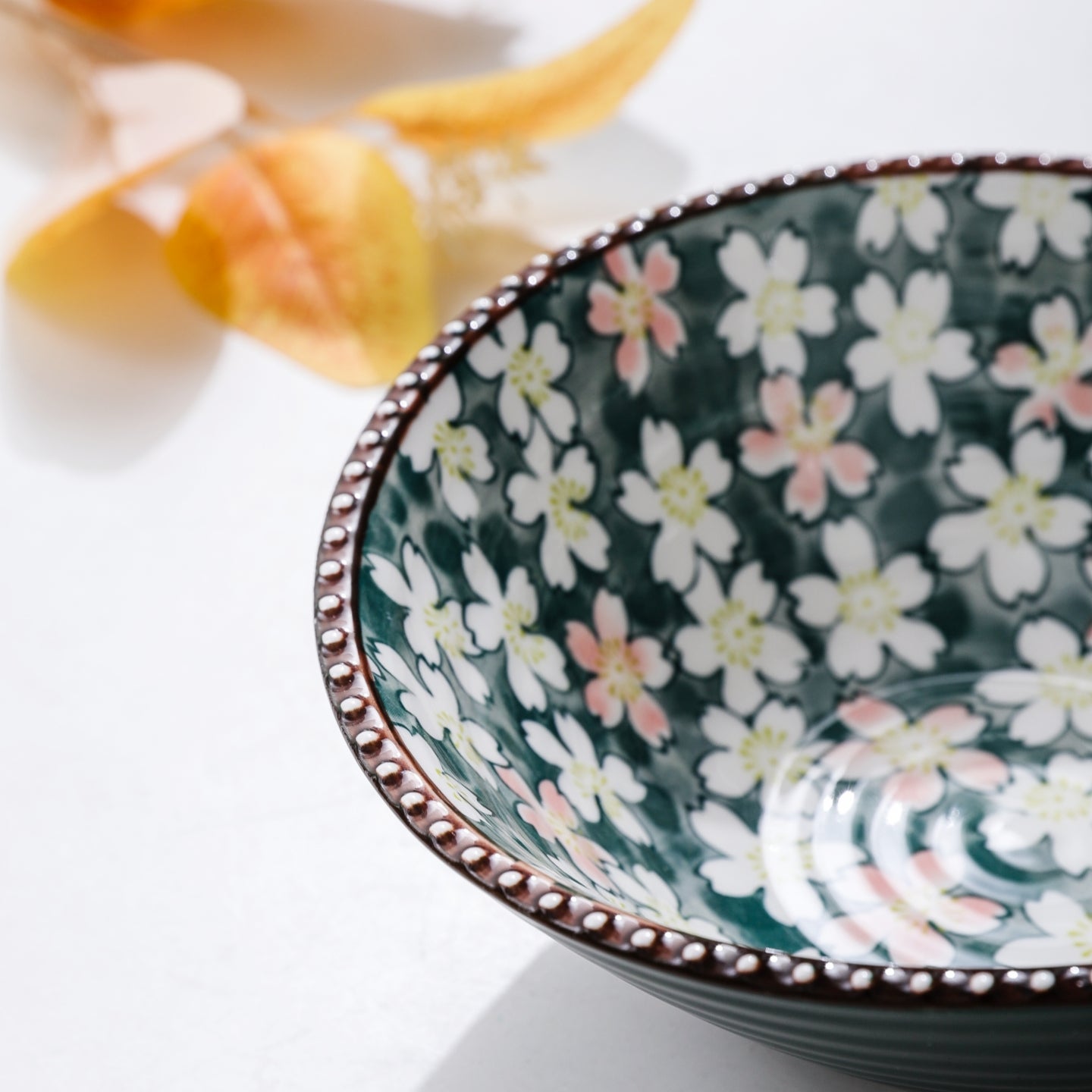 HongDian Japanese Cherry Blossom Tableware Series,Optional Ceramic Bowl Plate 5/7 in,Yellow Green,Premium Ceramic,SGS Tested Underglaze Fade Resistant,Microwave Dishwasher Oven Sterilizer Safe,Dessert Snack Serving Tea Time Gift Decor