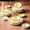 HongDian Yellow Magnolia Floral Tableware Series,Optional 5 in Bowl 8 in Plate,Premium Ceramic,SGS Tested Underglaze Fade Resistant,Microwave Dishwasher Oven Sterilizer Safe,Dessert Serving Breakfast Use Tea Time Table Setting Gift Decor