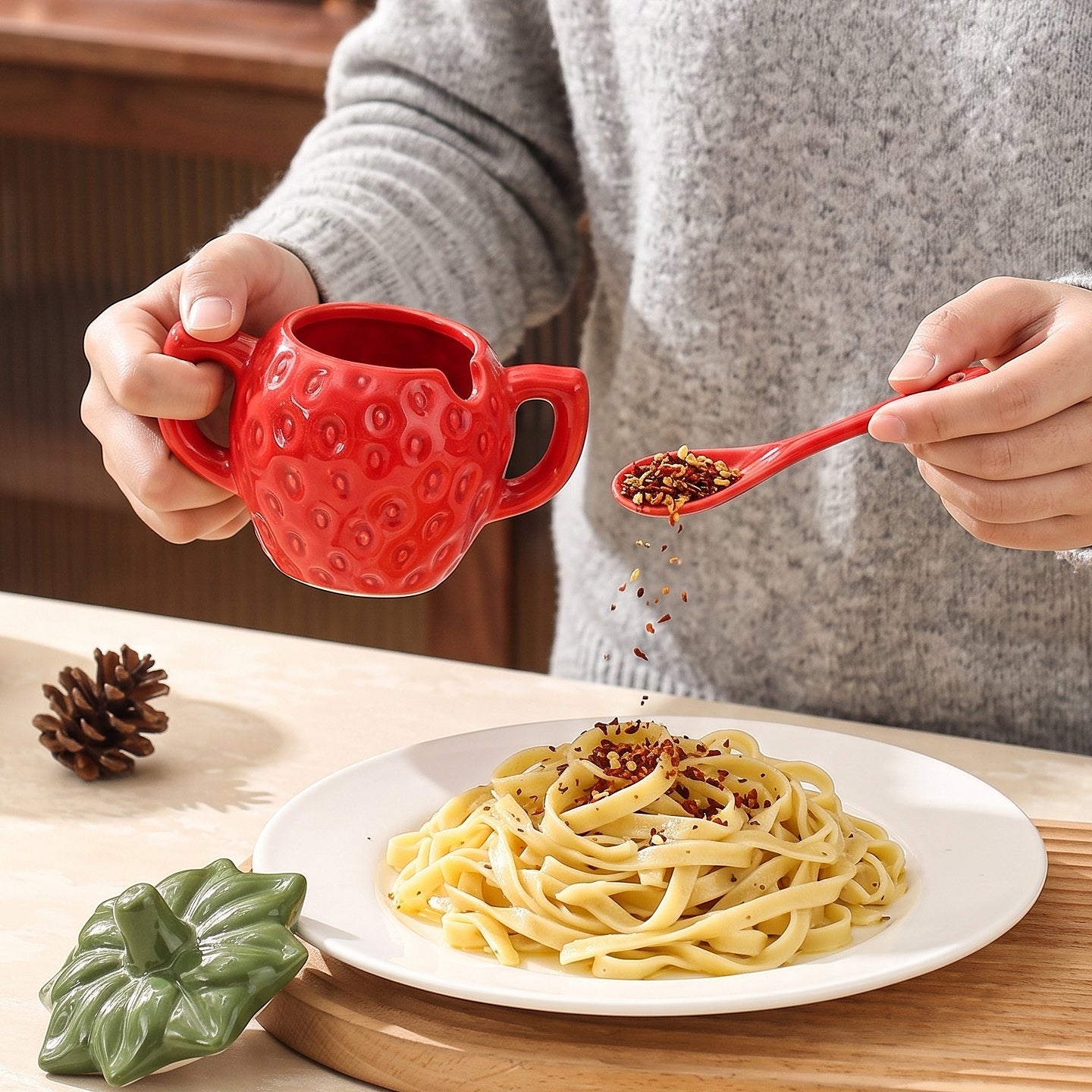 HongDian Strawberry Shaped Single Handle Bowl Series,Optional 8/5 in Ceramic Fruit Dessert Serving Bowl,Pink Red,Premium Ceramic,Cute Textured Berry Surface,Microwave Dishwasher Safe,For Salad Yogurt Snack Dip,Tea Table Kitchen Decor Gift