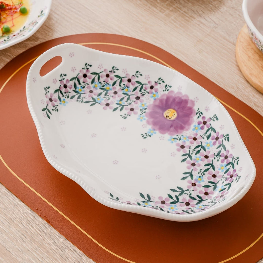 HongDian Pink Floral Dinnerware,Bowl Plate,casserole,Hand Painted Craft,Premium Porcelain,Pink,SGS Tested Underglaze Fade Resistant,Microwave Dishwasher Oven Sterilizer Safe,Home Gift Party Family All Ages Cottagecore