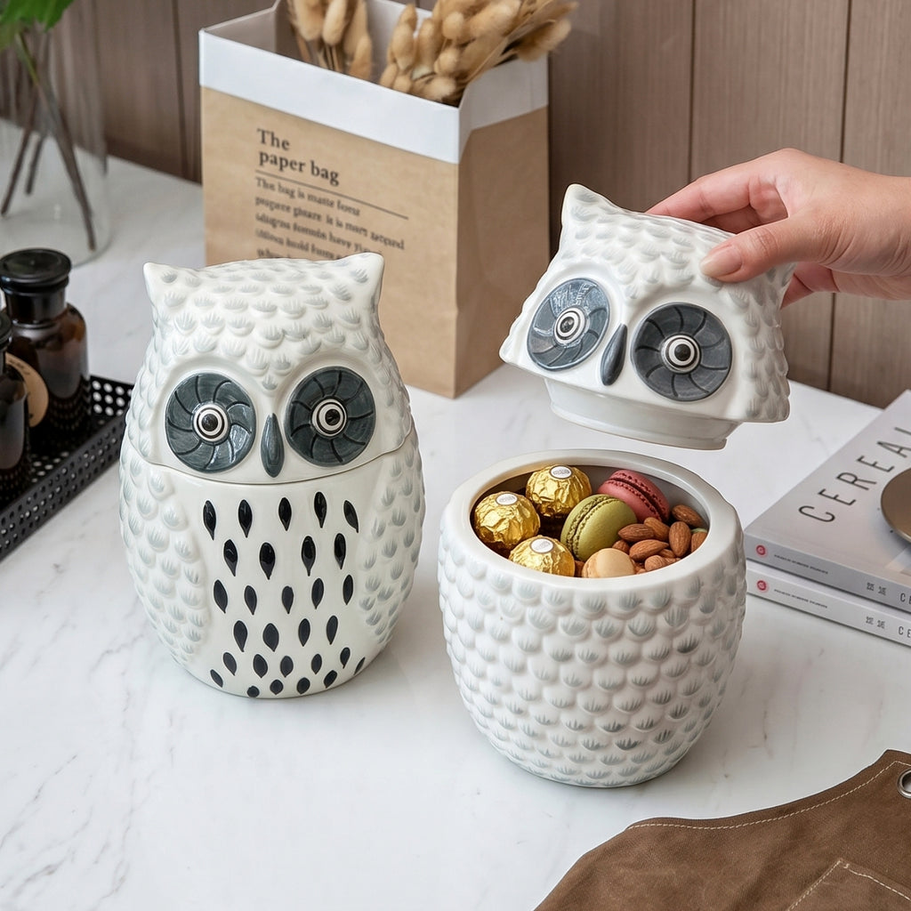 HongDian White Owl Shaped Ceramic Mug,Cute Animal Coffee Tea Cup with Handle,4.28/4.68/3.04 in,Premium Ceramic,SGS Tested Underglaze Fade Resistant,Microwave Dishwasher Sterilizer Safe,Milk Coffee Tea Breakfast Use Office Desk Decor Gift