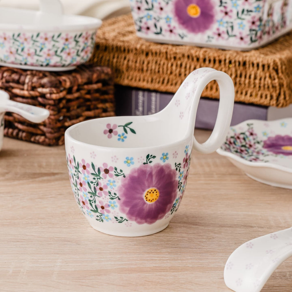 HongDian Pink Floral Dinnerware,Bowl Plate,casserole,Hand Painted Craft,Premium Porcelain,Pink,SGS Tested Underglaze Fade Resistant,Microwave Dishwasher Oven Sterilizer Safe,Home Gift Party Family All Ages Cottagecore