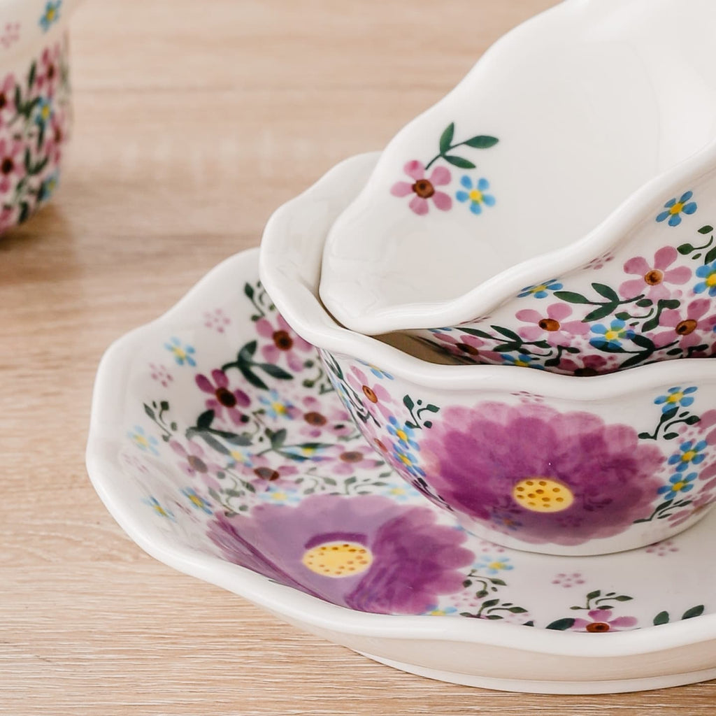 HongDian Pink Floral Dinnerware,Bowl Plate,casserole,Hand Painted Craft,Premium Porcelain,Pink,SGS Tested Underglaze Fade Resistant,Microwave Dishwasher Oven Sterilizer Safe,Home Gift Party Family All Ages Cottagecore