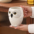 HongDian White Owl Shaped Ceramic Mug,Cute Animal Coffee Tea Cup with Handle,4.28/4.68/3.04 in,Premium Ceramic,SGS Tested Underglaze Fade Resistant,Microwave Dishwasher Sterilizer Safe,Milk Coffee Tea Breakfast Use Office Desk Decor Gift
