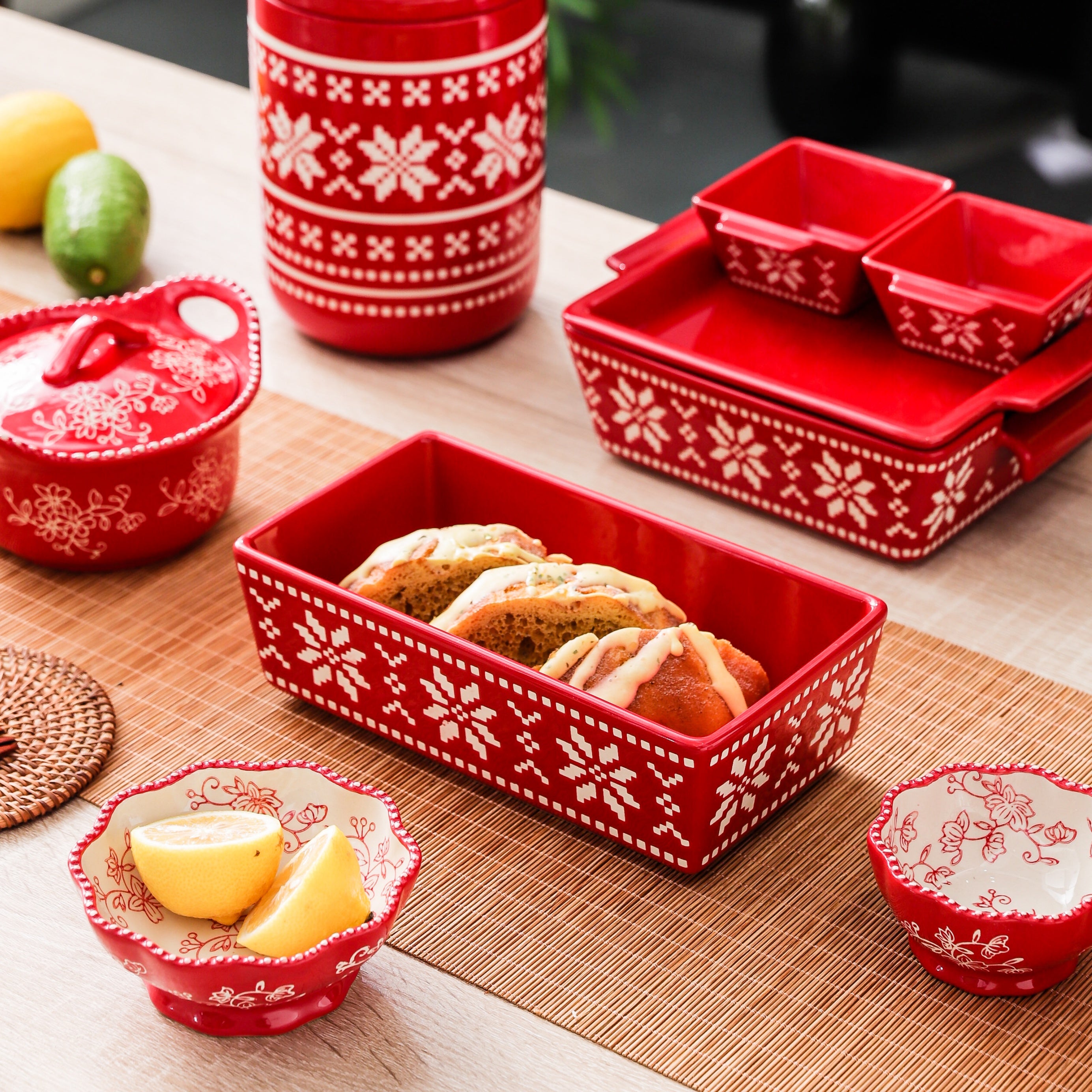 HongDian Red Snowflake Pattern Tableware Series,Optional Ceramic Mug Bowl Plate,Cup 600ml 20 oz,Micro Embossed Craft,Premium Ceramic,SGS Tested Underglaze Fade Resistant,Microwave Dishwasher Oven Sterilizer Safe,Dessert Serving Holiday Table Decor
