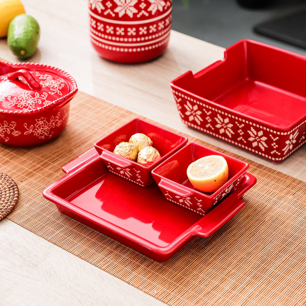 HongDian Red Snowflake Pattern Tableware Series,Optional Ceramic Mug Bowl Plate,Cup 600ml 20 oz,Micro Embossed Craft,Premium Ceramic,SGS Tested Underglaze Fade Resistant,Microwave Dishwasher Oven Sterilizer Safe,Dessert Serving Holiday Table Decor