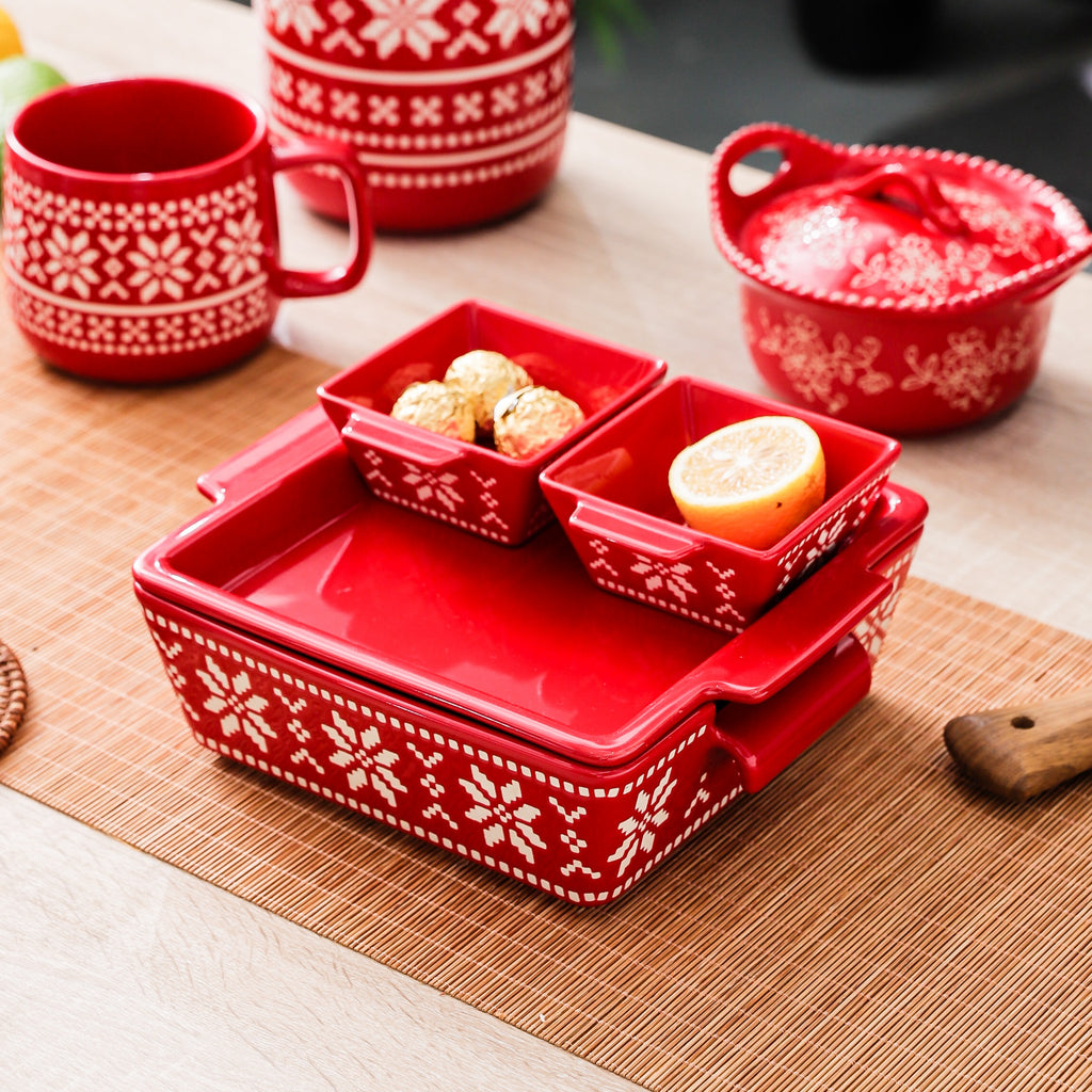 HongDian Red Snowflake Pattern Tableware Series,Optional Ceramic Mug Bowl Plate,Cup 600ml 20 oz,Micro Embossed Craft,Premium Ceramic,SGS Tested Underglaze Fade Resistant,Microwave Dishwasher Oven Sterilizer Safe,Dessert Serving Holiday Table Decor