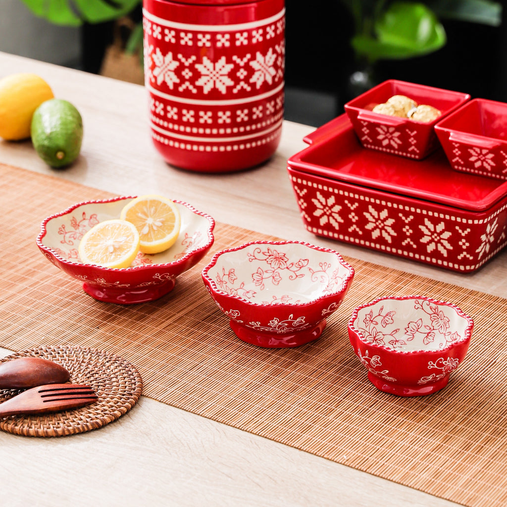 HongDian Red Snowflake Pattern Tableware Series,Optional Ceramic Mug Bowl Plate,Cup 600ml 20 oz,Micro Embossed Craft,Premium Ceramic,SGS Tested Underglaze Fade Resistant,Microwave Dishwasher Oven Sterilizer Safe,Dessert Serving Holiday Table Decor
