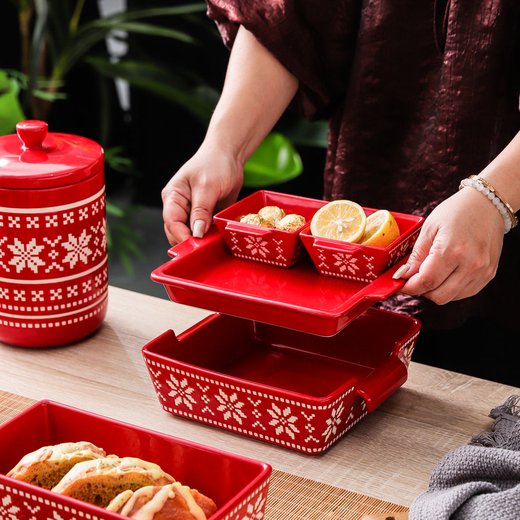 HongDian Red Snowflake Pattern Tableware Series,Optional Ceramic Mug Bowl Plate,Cup 600ml 20 oz,Micro Embossed Craft,Premium Ceramic,SGS Tested Underglaze Fade Resistant,Microwave Dishwasher Oven Sterilizer Safe,Dessert Serving Holiday Table Decor