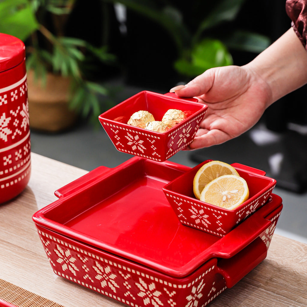 HongDian Red Snowflake Pattern Tableware Series,Optional Ceramic Mug Bowl Plate,Cup 600ml 20 oz,Micro Embossed Craft,Premium Ceramic,SGS Tested Underglaze Fade Resistant,Microwave Dishwasher Oven Sterilizer Safe,Dessert Serving Holiday Table Decor