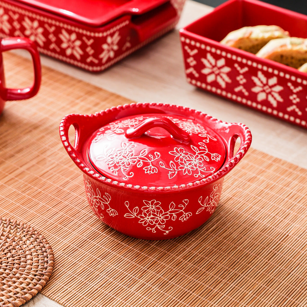 HongDian Red Snowflake Pattern Tableware Series,Optional Ceramic Mug Bowl Plate,Cup 600ml 20 oz,Micro Embossed Craft,Premium Ceramic,SGS Tested Underglaze Fade Resistant,Microwave Dishwasher Oven Sterilizer Safe,Dessert Serving Holiday Table Decor